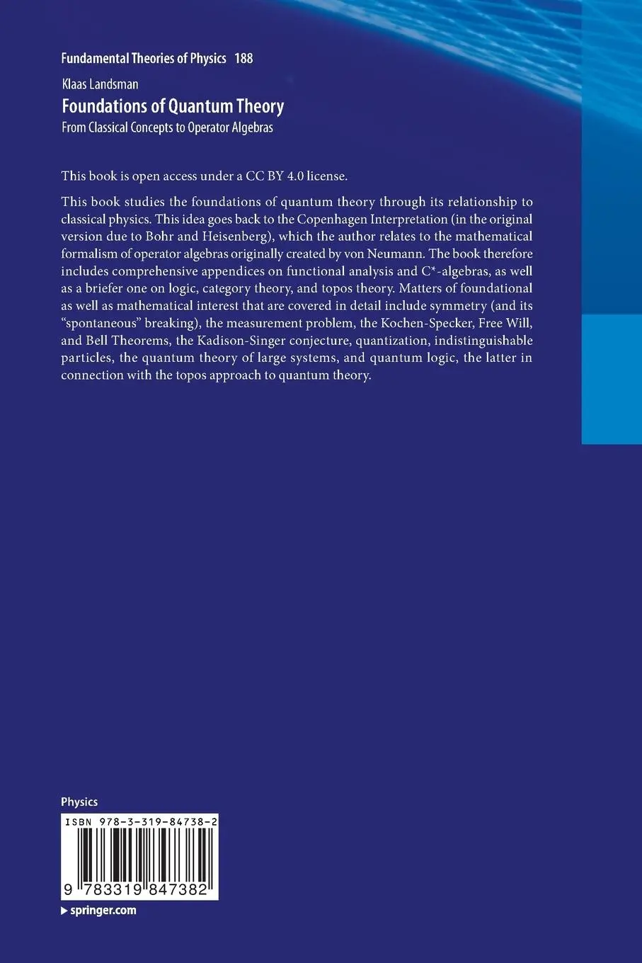 Rückseite: 9783319847382 | Foundations of Quantum Theory | Klaas Landsman | Taschenbuch | xxxvi