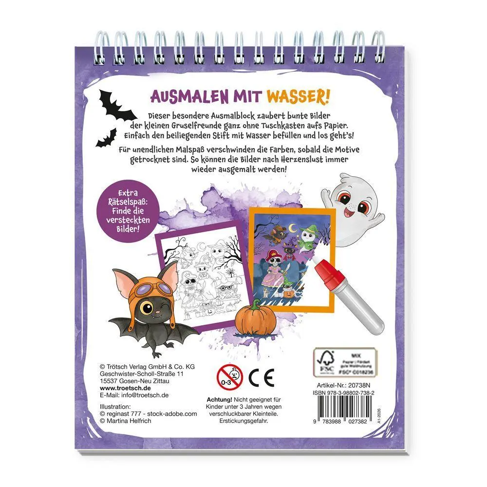 Bild: 9783988027382 | TRÖTSCH - Wassermalspaß mit Zauberstift Gruselfreunde Ab 3 Jahren | KG