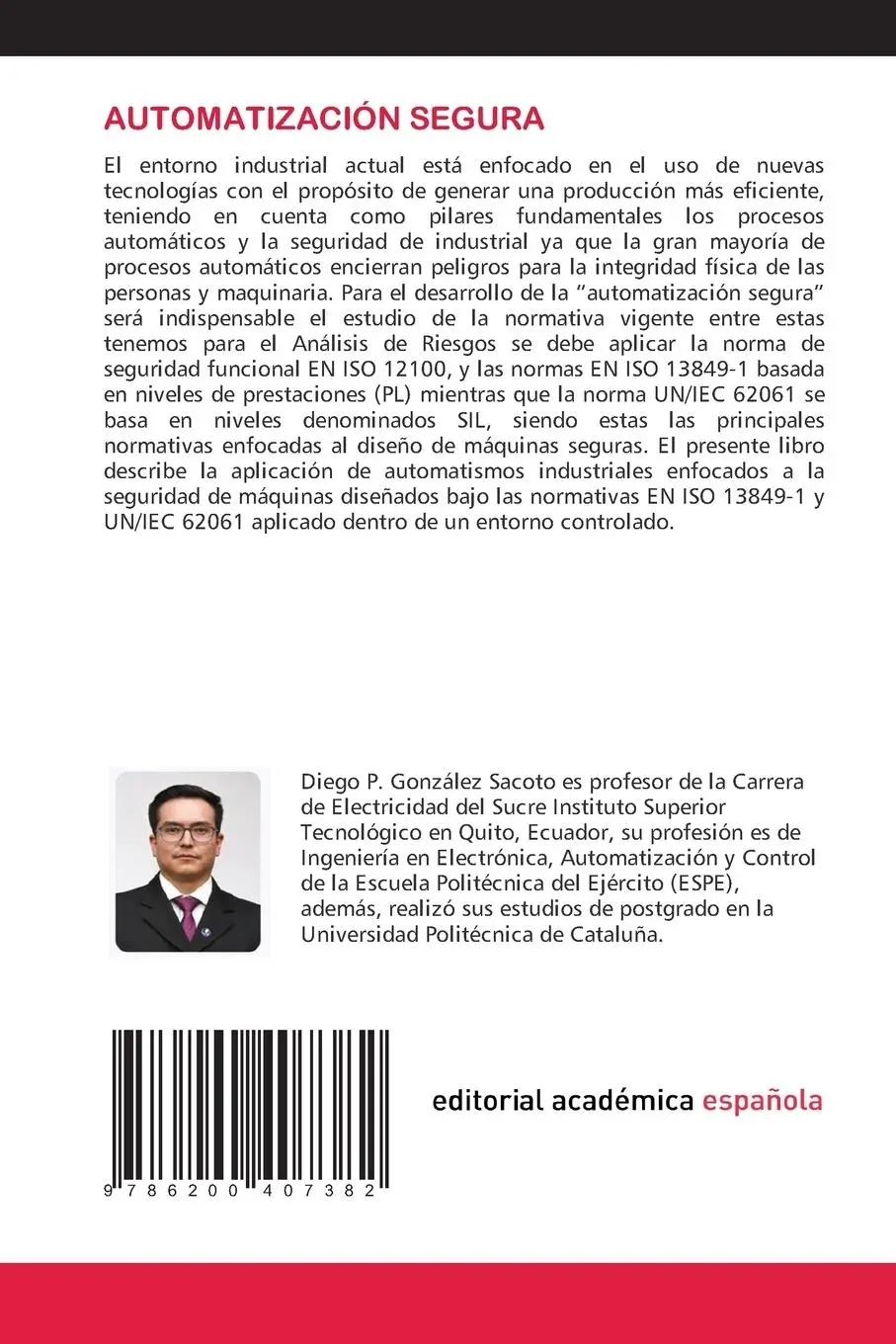 Rückseite: 9786200407382 | AUTOMATIZACIÓN SEGURA | AUTOMATISMOS PARA SEGURIDAD DE MÁQUINAS | Buch