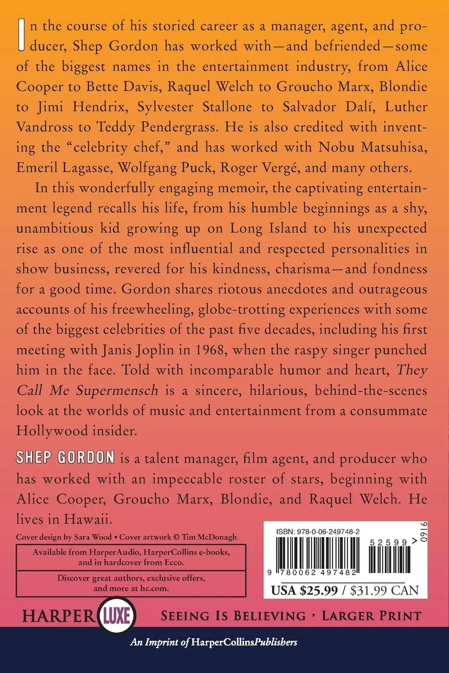Rückseite: 9780062497482 | They Call Me Supermensch LP | Shep Gordon | Taschenbuch | Englisch