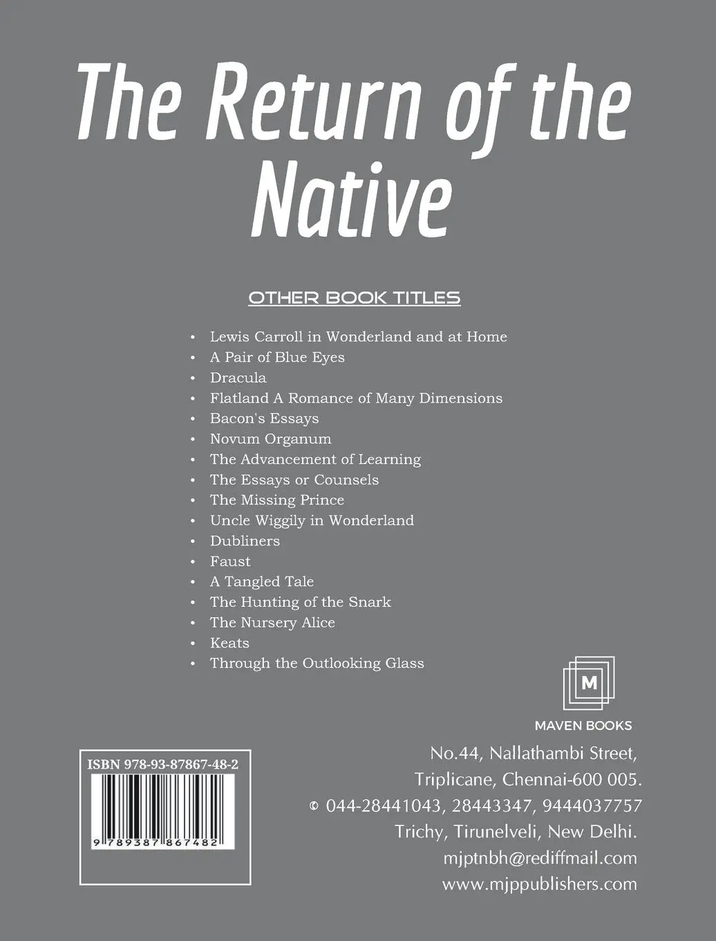 Rückseite: 9789387867482 | The Return of the Native | Thomas Hardy | Taschenbuch | Englisch