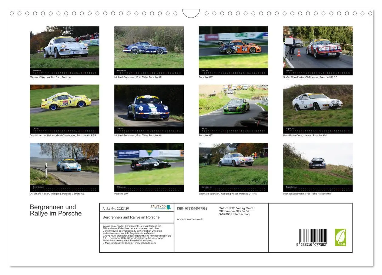 Bild: 9783516077582 | Bergrennen und Rallye im Porsche (Wandkalender 2026 DIN A3 quer),...
