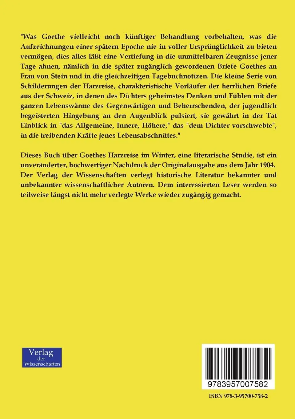 Rückseite: 9783957007582 | Goethes Harzreise im Winter | A. Pfennings | Taschenbuch | 112 S.