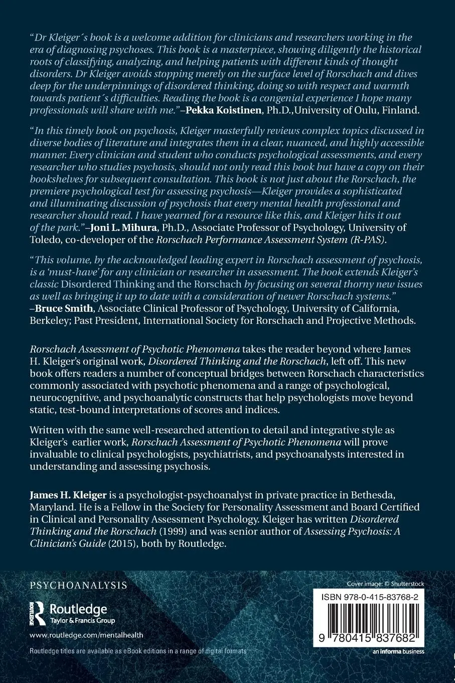Rückseite: 9780415837682 | Rorschach Assessment of Psychotic Phenomena | James H. Kleiger | Buch
