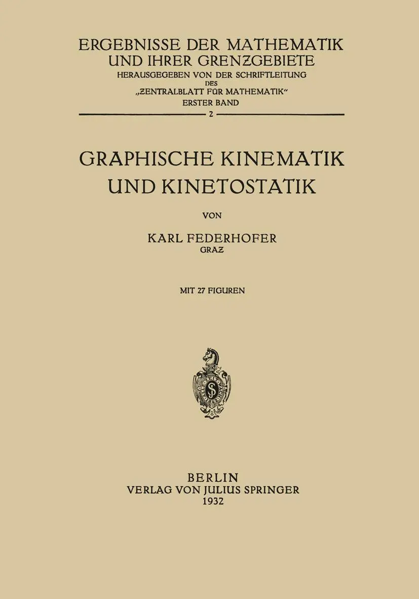 Cover: 9783642937682 | Graphische Kinematik und Kinetostatik | Erster Band 2 | Federhofer