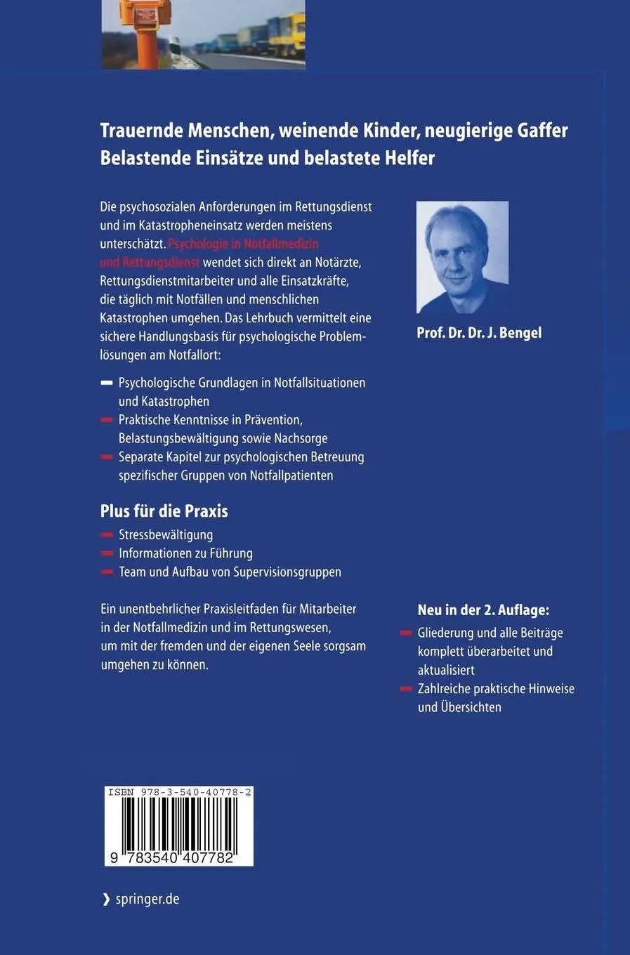 Rückseite: 9783540407782 | Psychologie in Notfallmedizin und Rettungsdienst | Jürgen Bengel | XII