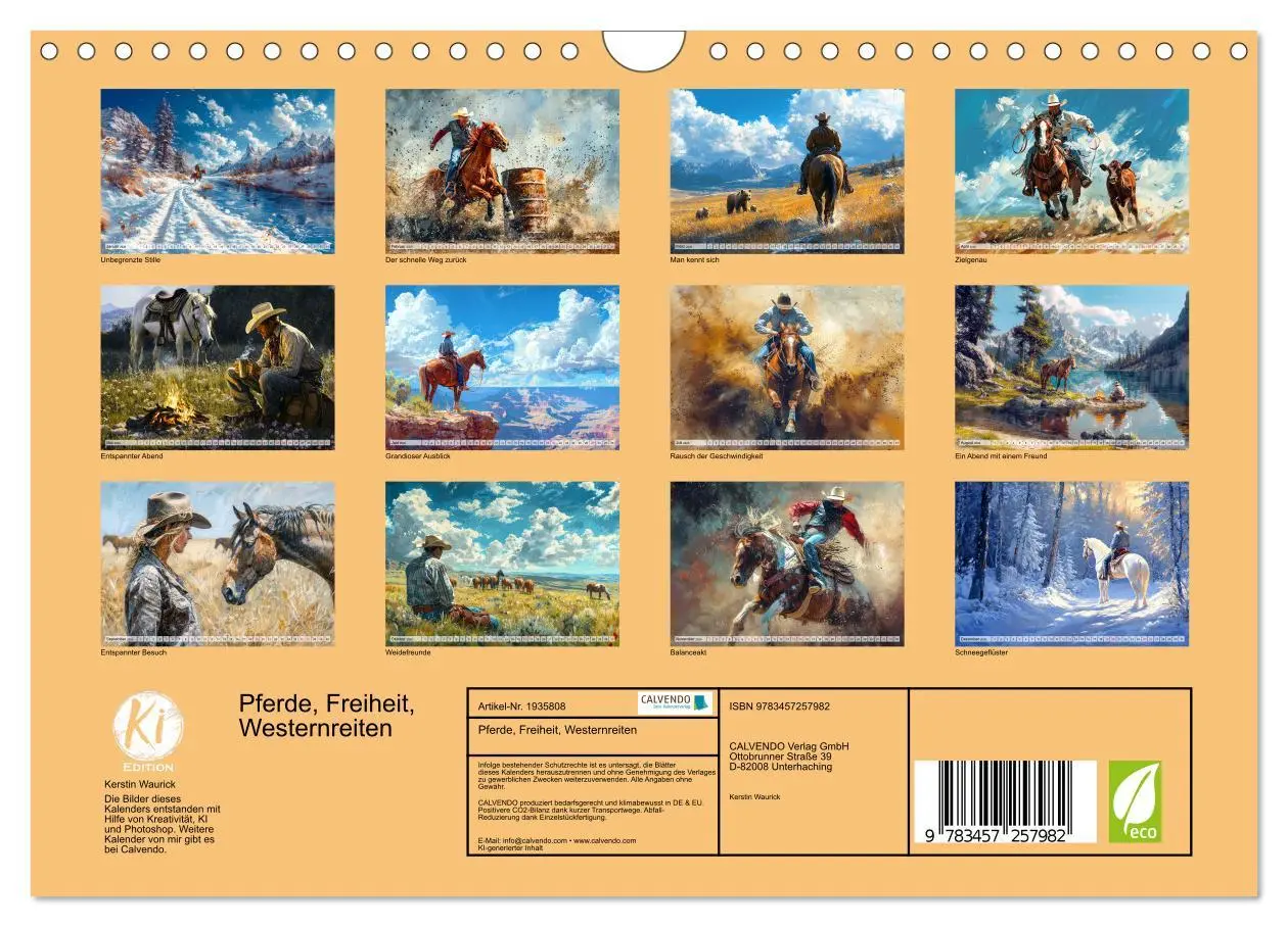 Bild: 9783457257982 | Pferde, Freiheit, Westernreiten (Wandkalender 2026 DIN A4 quer),...