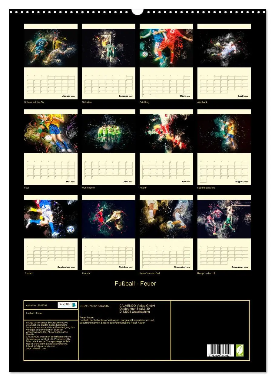 Bild: 9783516347982 | Fußball - Feuer (Wandkalender 2026 DIN A2 hoch), CALVENDO...