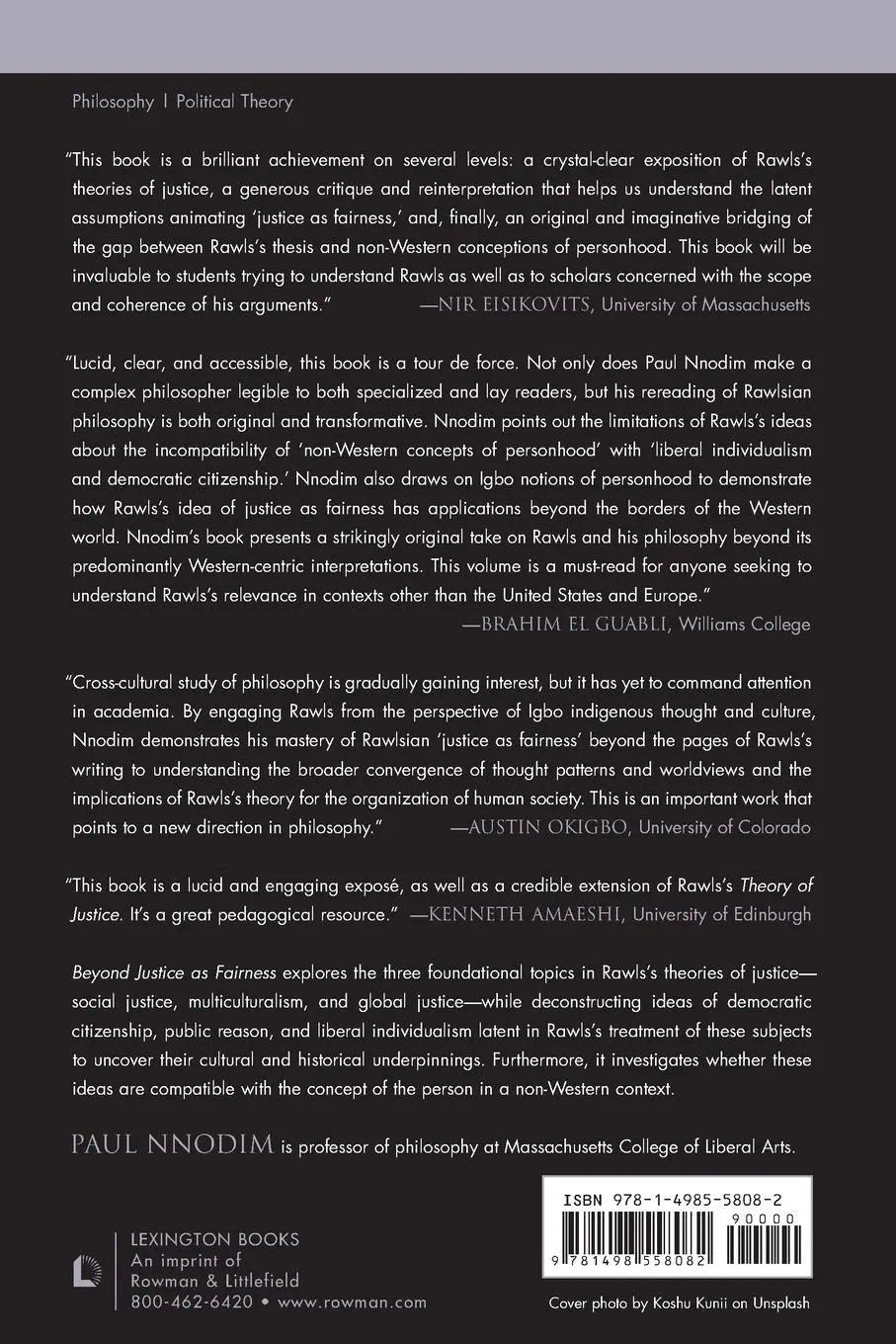 Rückseite: 9781498558082 | Beyond Justice as Fairness | Paul Nnodim | Taschenbuch | Englisch