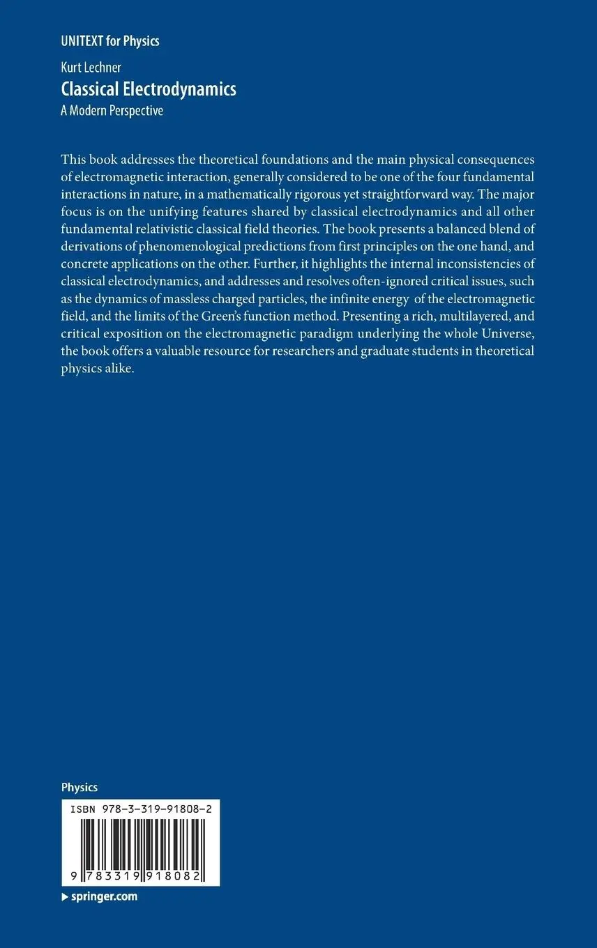 Rückseite: 9783319918082 | Classical Electrodynamics | A Modern Perspective | Kurt Lechner | Buch