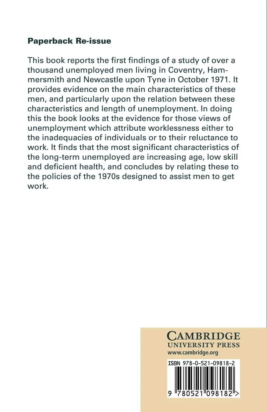 Rückseite: 9780521098182 | Men Out of Work | A Study of Unemployment in Three English Towns