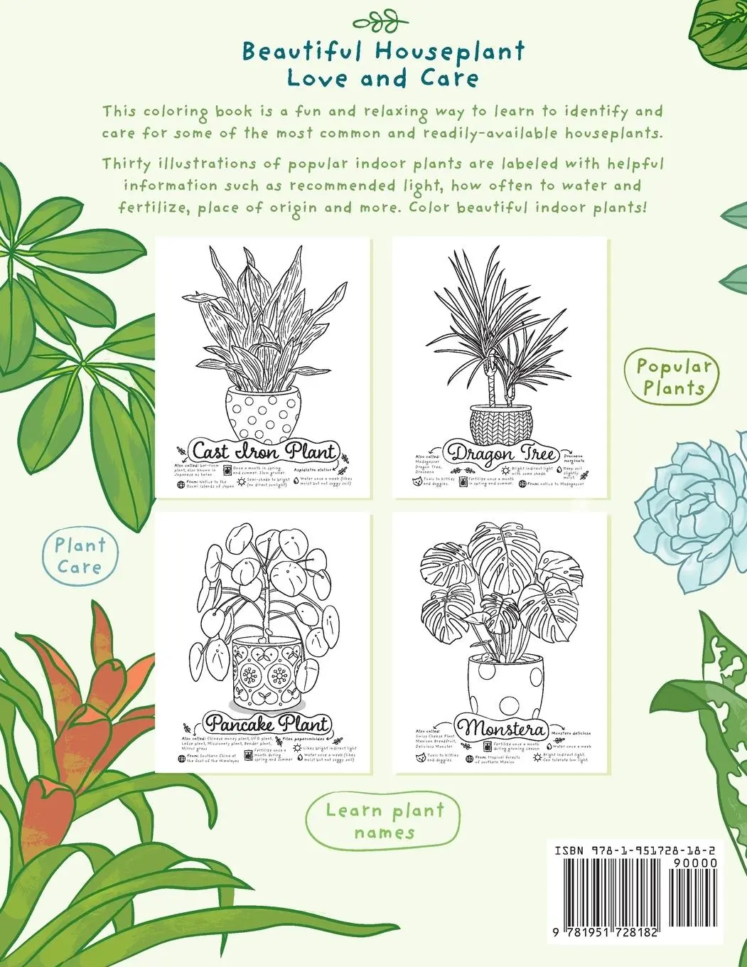 Rückseite: 9781951728182 | The Plant Parent Coloring Book | Beautiful Houseplant Love and Care