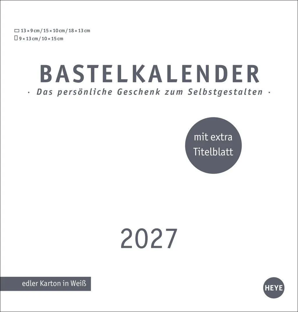 Cover: 9783756418282 | Premium-Bastelkalender weiß mittel 2027 | Kalender | Spiralbindung
