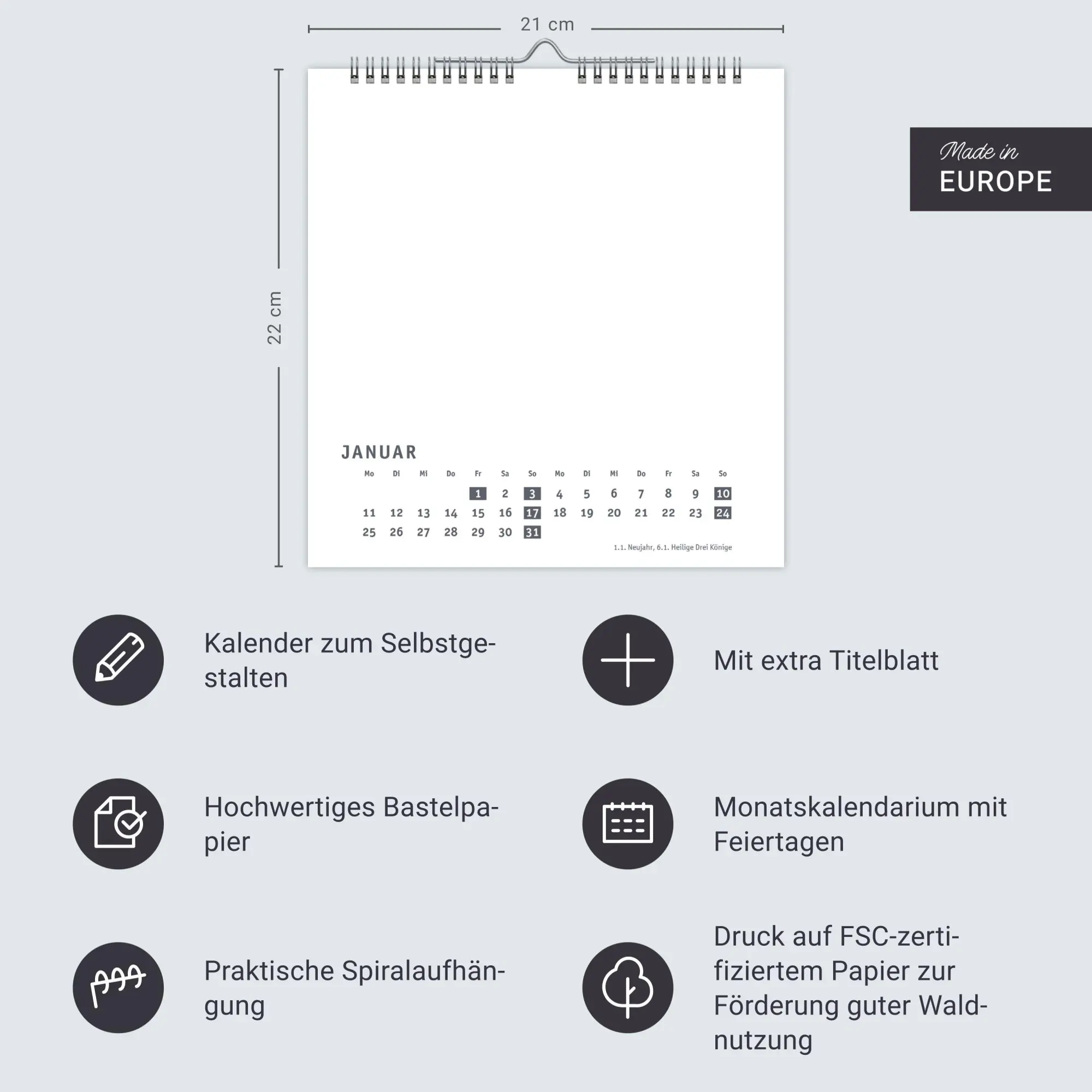 Bild: 9783756418282 | Premium-Bastelkalender weiß mittel 2027 | Kalender | Spiralbindung