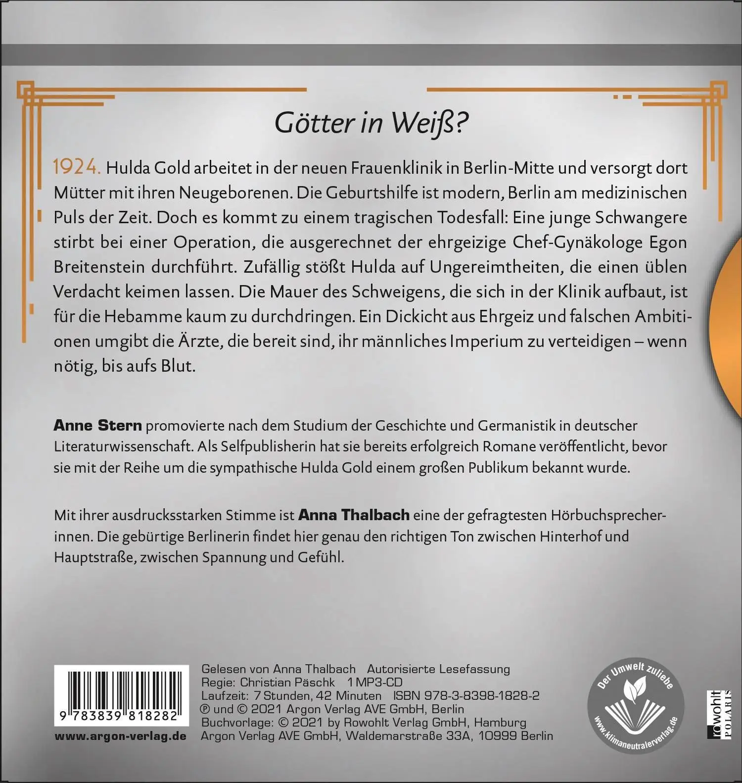 Rückseite: 9783839818282 | Fräulein Gold: Der Himmel über der Stadt | Anne Stern | MP3 | 463 Min.