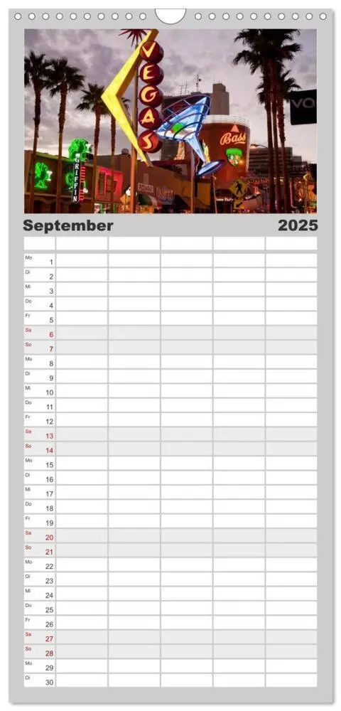Bild: 9783457118382 | Familienplaner 2025 - Las Vegas mit 5 Spalten (Wandkalender, 21 x...