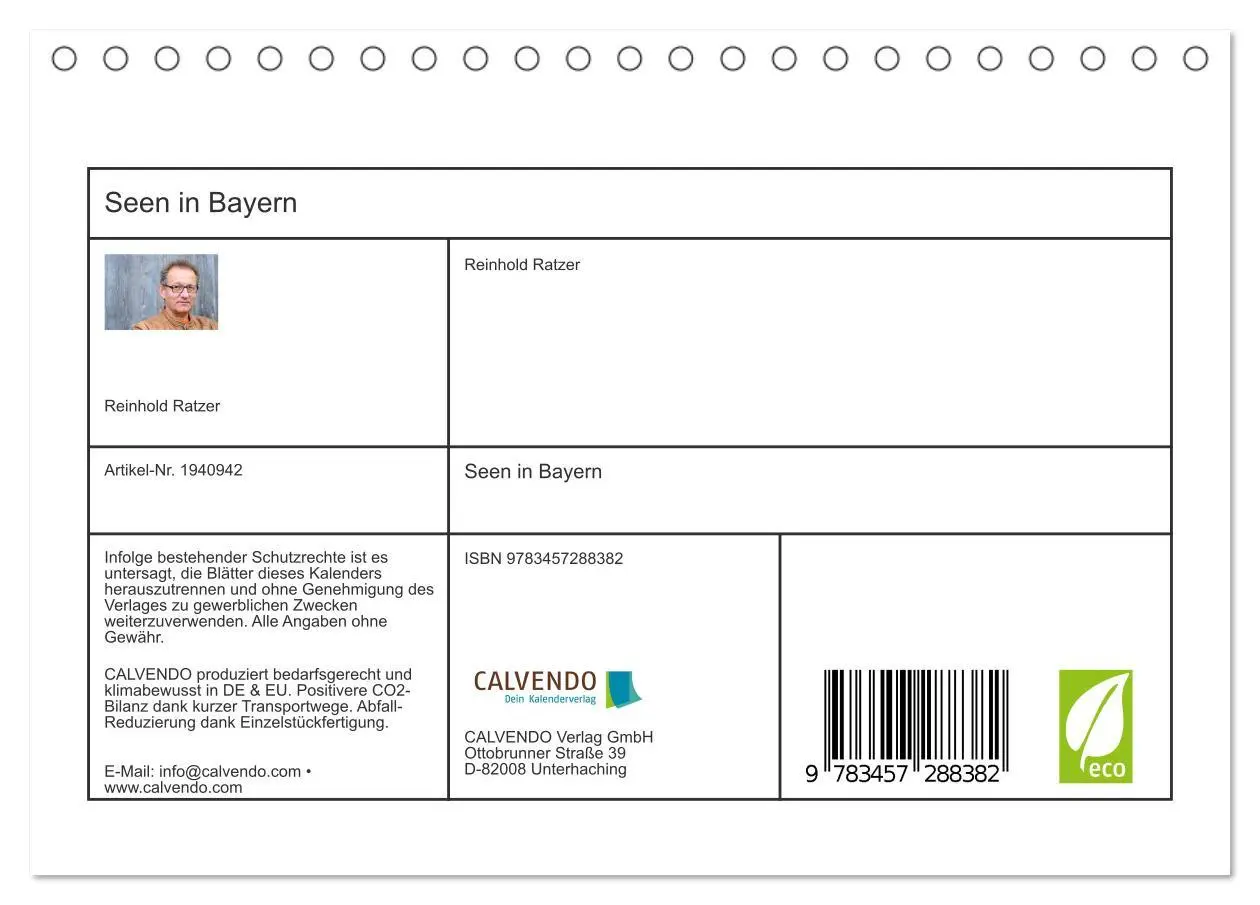 Bild: 9783457288382 | Seen in Bayern (Tischkalender 2026 DIN A5 quer), CALVENDO...