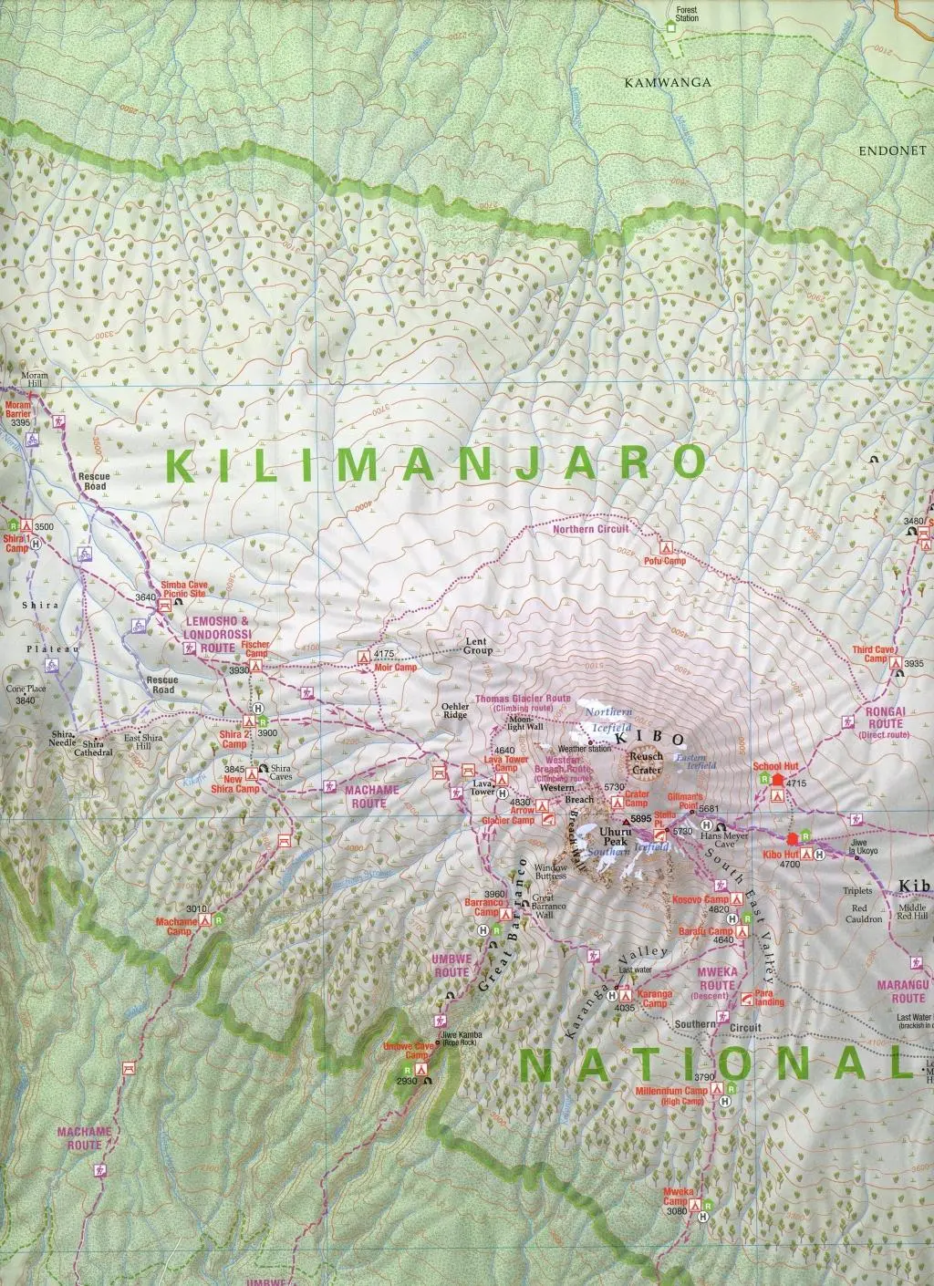 Bild: 9783927468382 | Kilimanjaro National Park Tourist Map &amp; Guide 1 : 100.000 | 2 S.