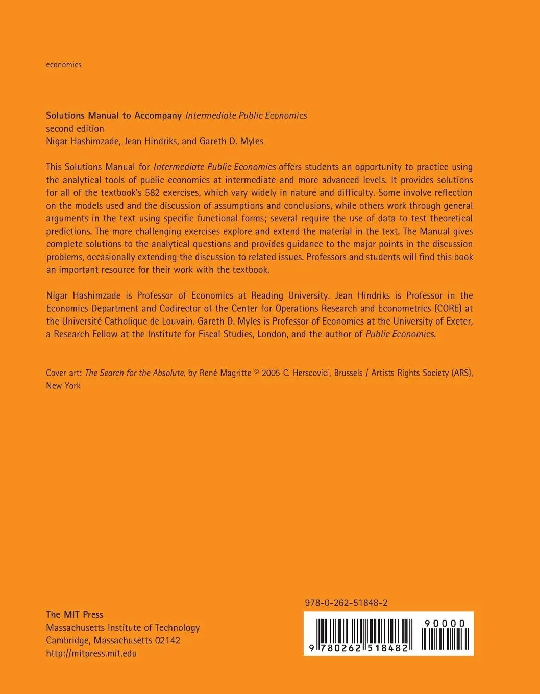 Rückseite: 9780262518482 | Solutions Manual to Accompany Intermediate Public Economics, second...