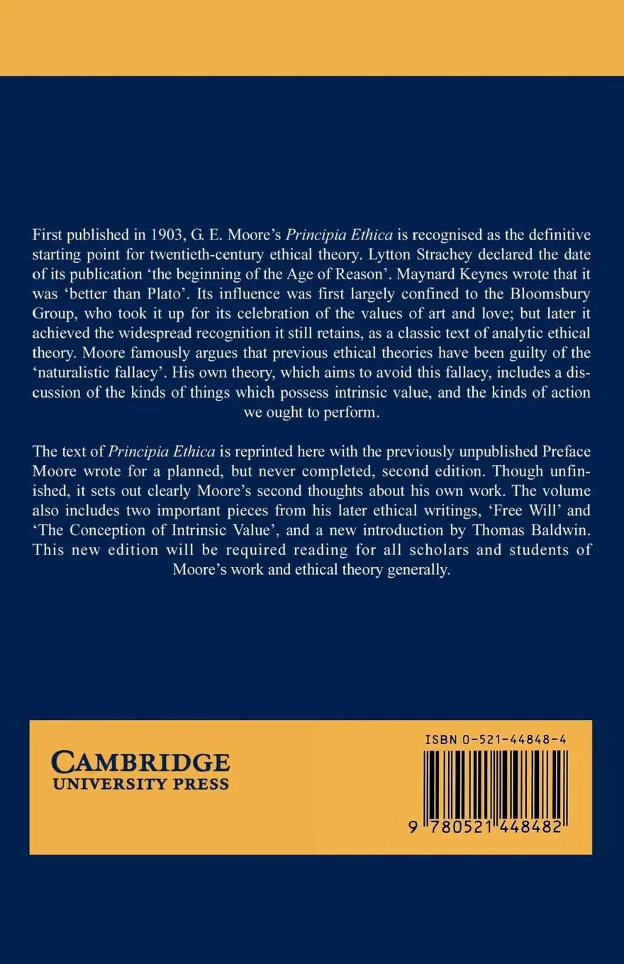 Rückseite: 9780521448482 | Principia Ethica | George Edward Moore (u. a.) | Taschenbuch | 2002