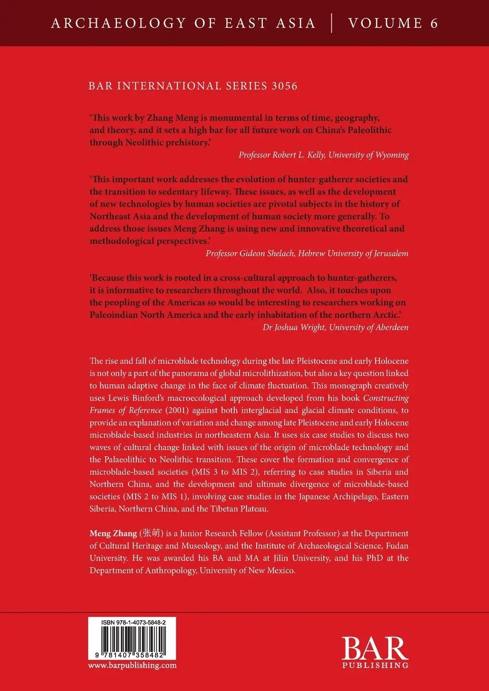 Rückseite: 9781407358482 | Late Pleistocene and Early Holocene Microblade-based Industries in...