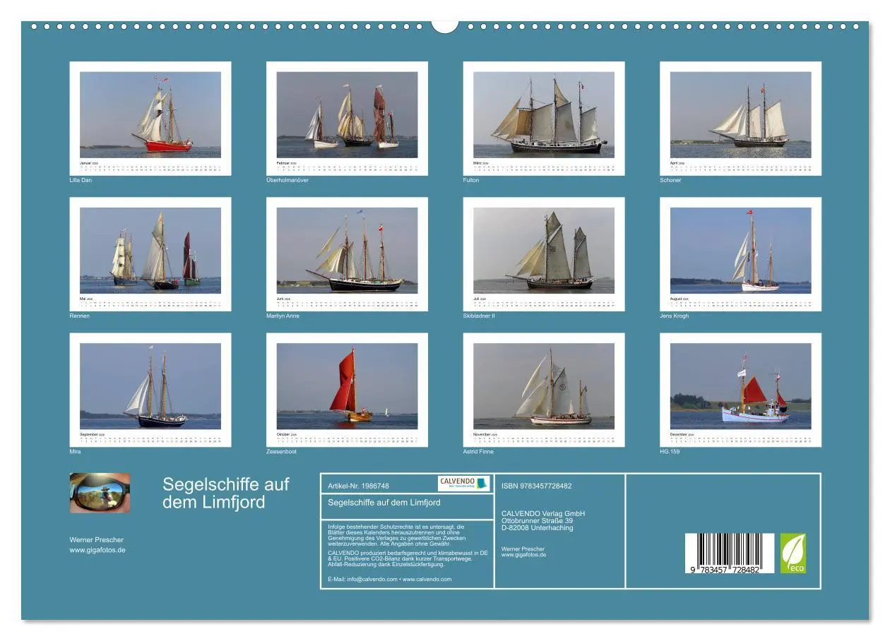 Bild: 9783457728482 | Segelschiffe auf dem Limfjord (hochwertiger Premium Wandkalender...