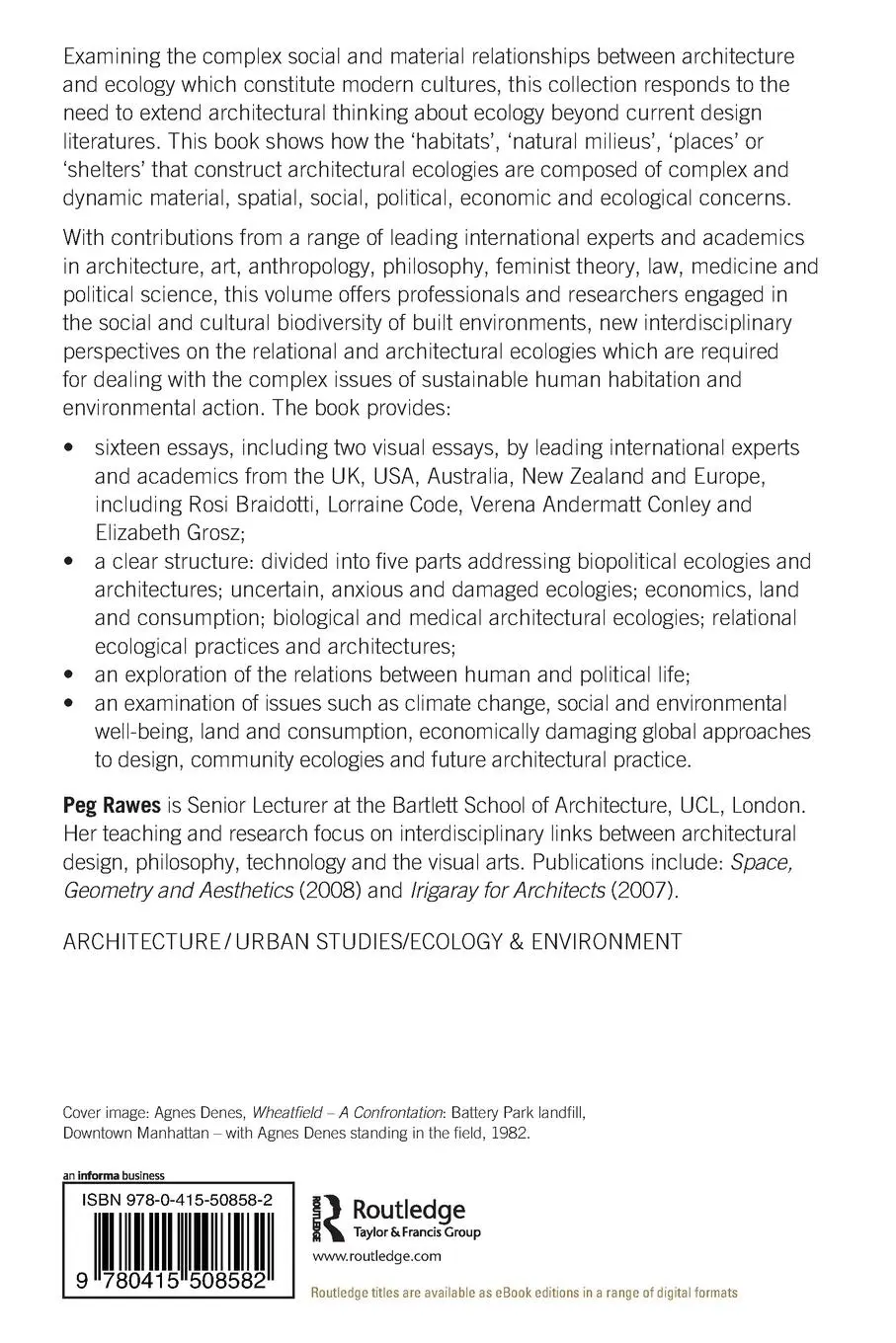 Rückseite: 9780415508582 | Relational Architectural Ecologies | Peg Rawes | Taschenbuch | 2013
