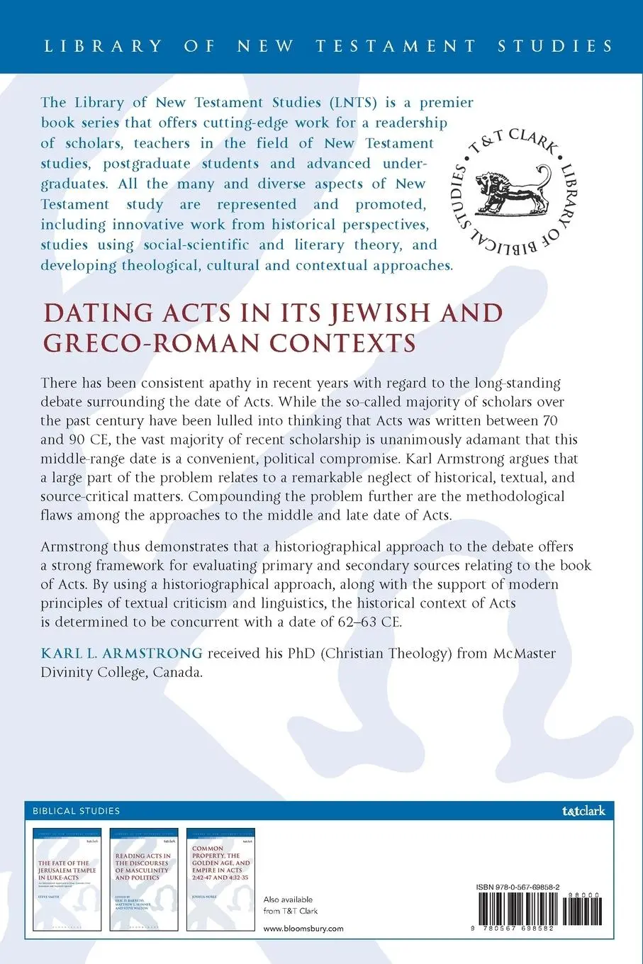 Rückseite: 9780567698582 | Dating Acts in its Jewish and Greco-Roman Contexts | Armstrong | Buch