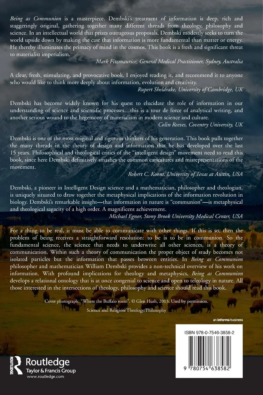 Rückseite: 9780754638582 | Being as Communion | A Metaphysics of Information | William A. Dembski