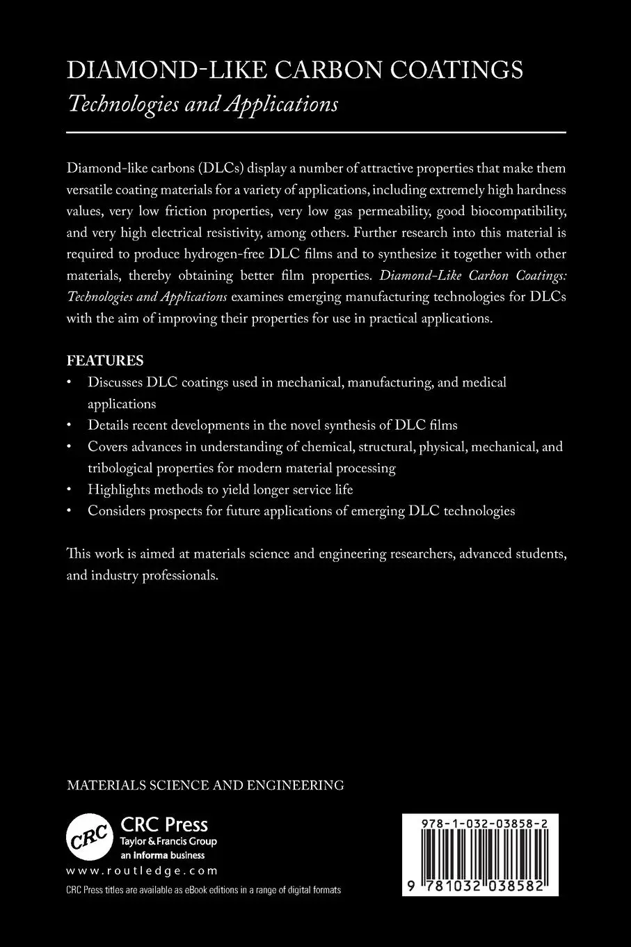 Rückseite: 9781032038582 | Diamond-Like Carbon Coatings | Technologies and Applications | Buch