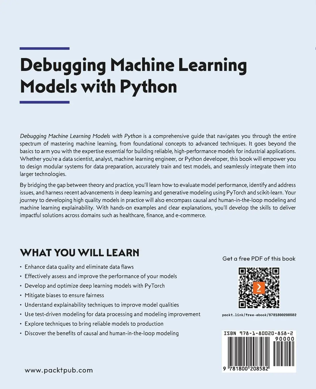 Rückseite: 9781800208582 | Debugging Machine Learning Models with Python | Ali Madani | Buch