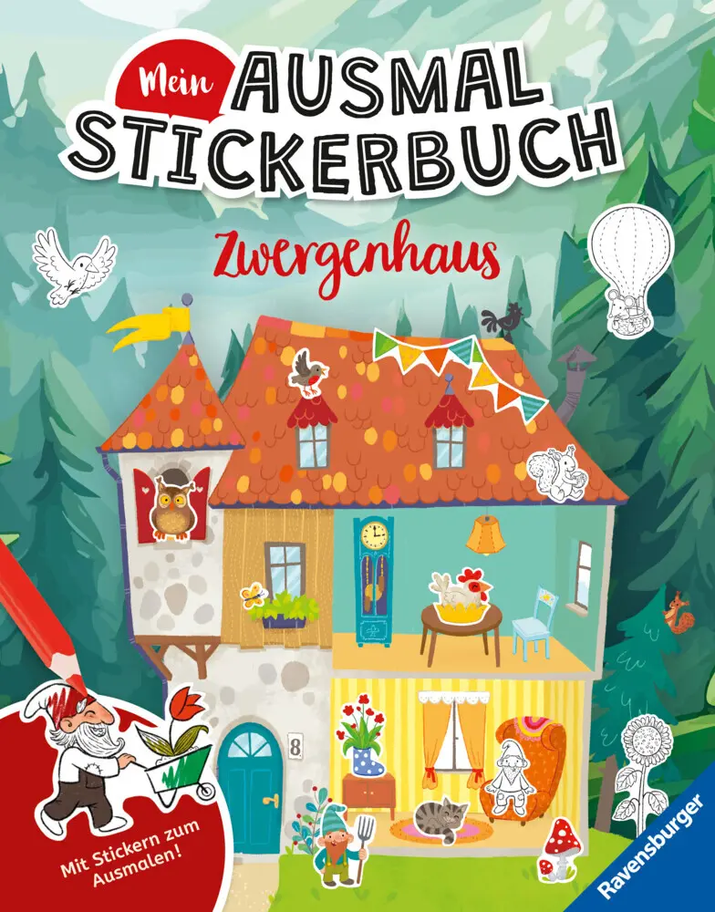 Cover: 9783473488582 | Mein Ausmalstickerbuch - Zwergenhaus | Christine Faust | Broschüre