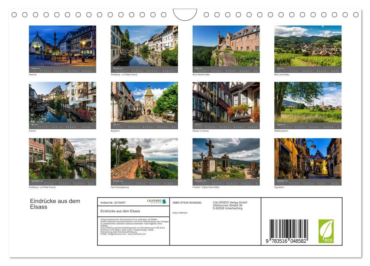 Bild: 9783516048582 | Eindrücke aus dem Elsass (Wandkalender 2026 DIN A4 quer), CALVENDO...