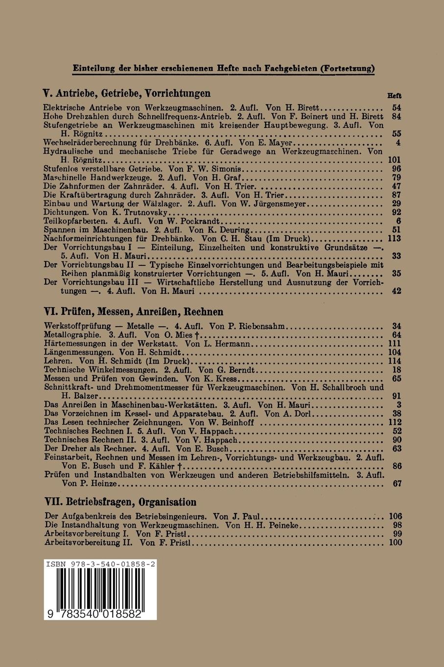 Rückseite: 9783540018582 | Freiformschmiede | F. W. Duesing (u. a.) | Taschenbuch | 66 S.