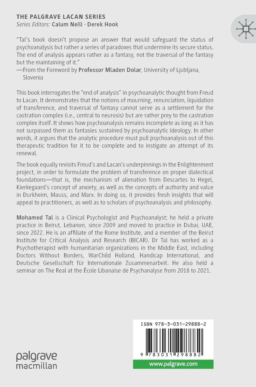 Rückseite: 9783031298882 | The End of Analysis | The Dialectics of Symbolic and Real | Tal | Buch