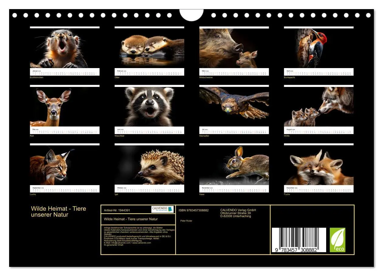 Bild: 9783457308882 | Wilde Heimat - Tiere unserer Natur (Wandkalender 2026 DIN A4 quer),...