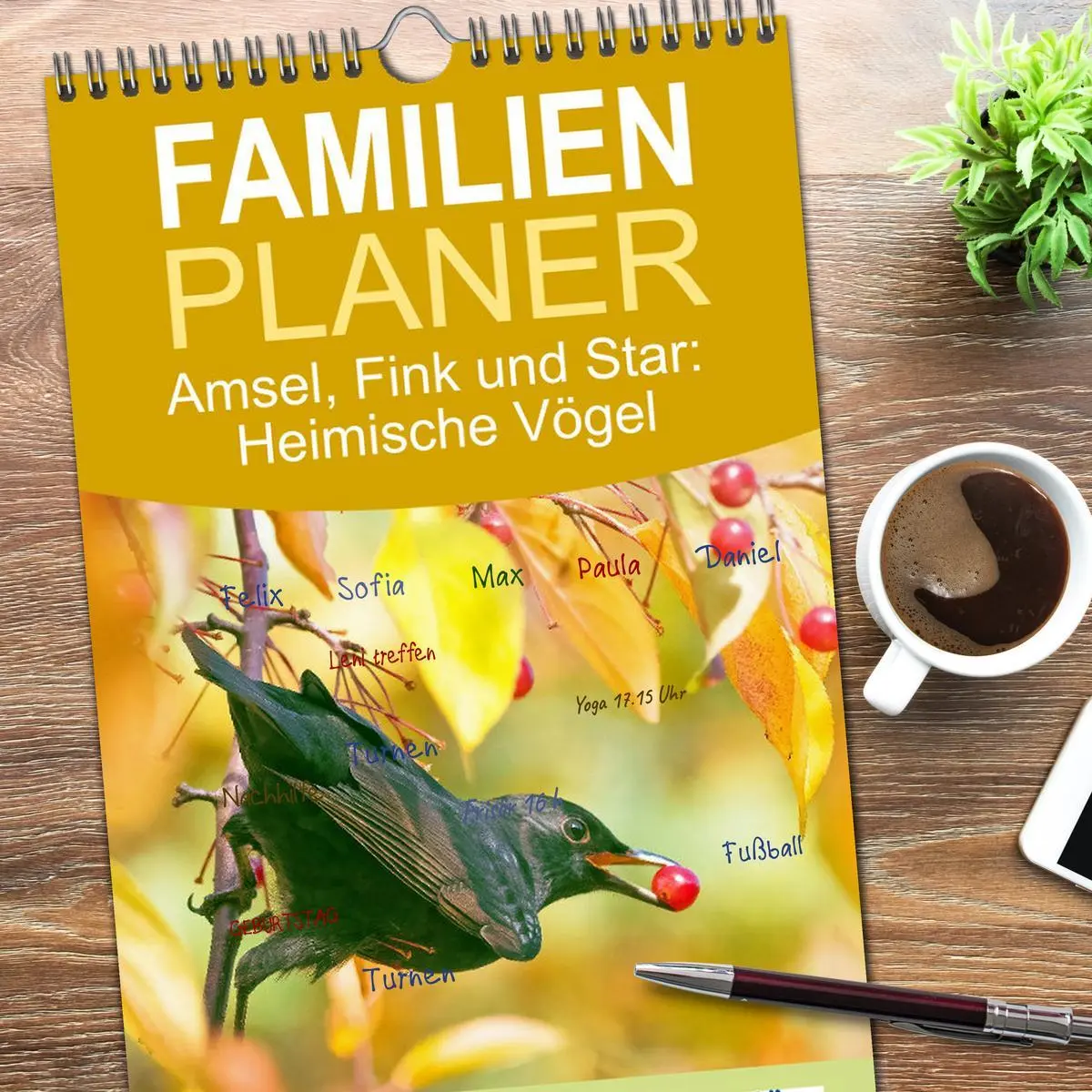 Bild: 9783516498882 | Familienplaner 2026 - Amsel, Fink und Star: Heimische Vögel mit 5...