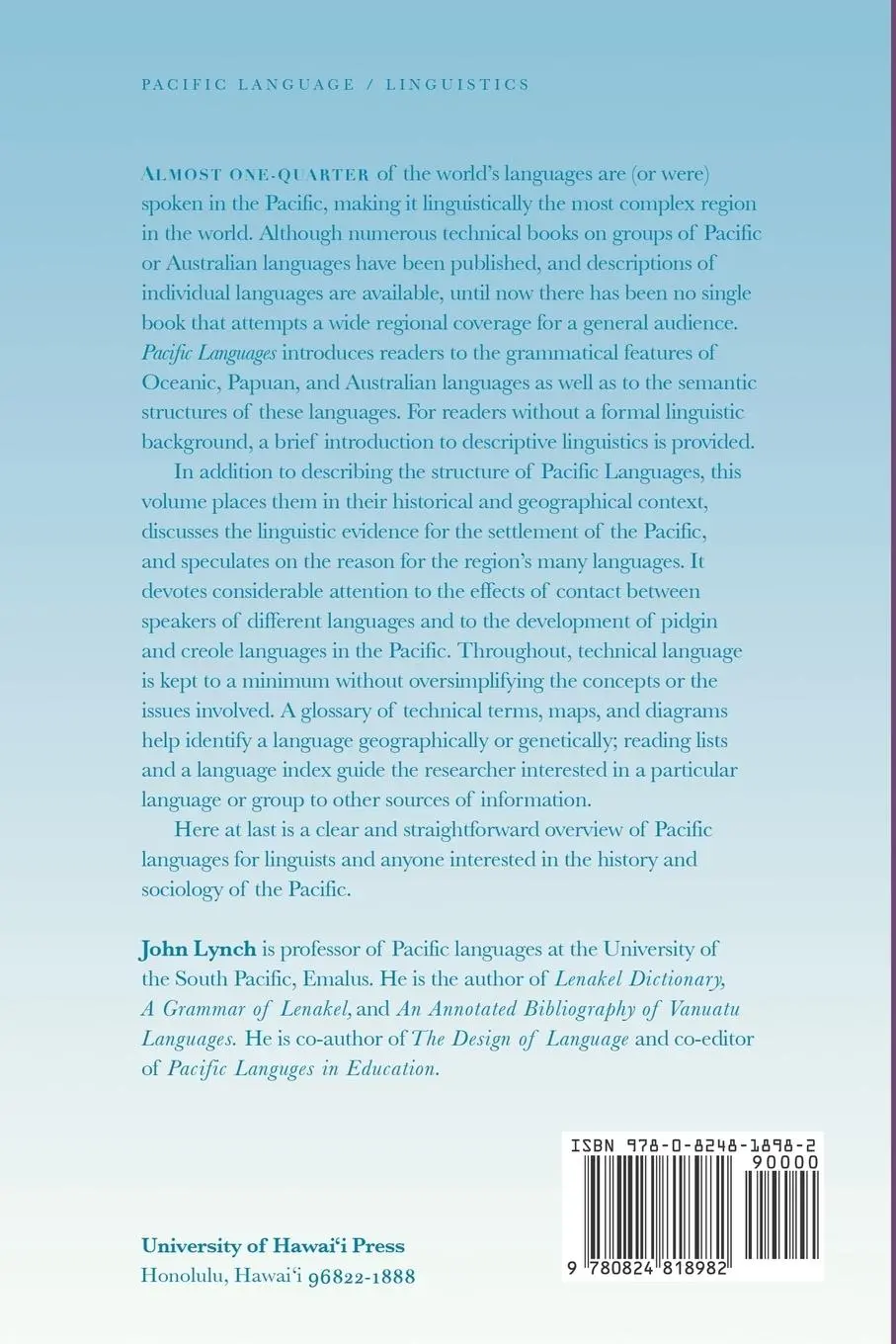 Rückseite: 9780824818982 | Lynch | Pacific Languages: An Intro | John Lynch | Taschenbuch | 1998
