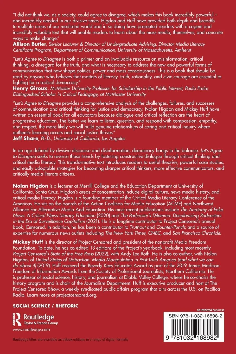Rückseite: 9781032168982 | Let's Agree to Disagree | Nolan Higdon (u. a.) | Taschenbuch | 2022