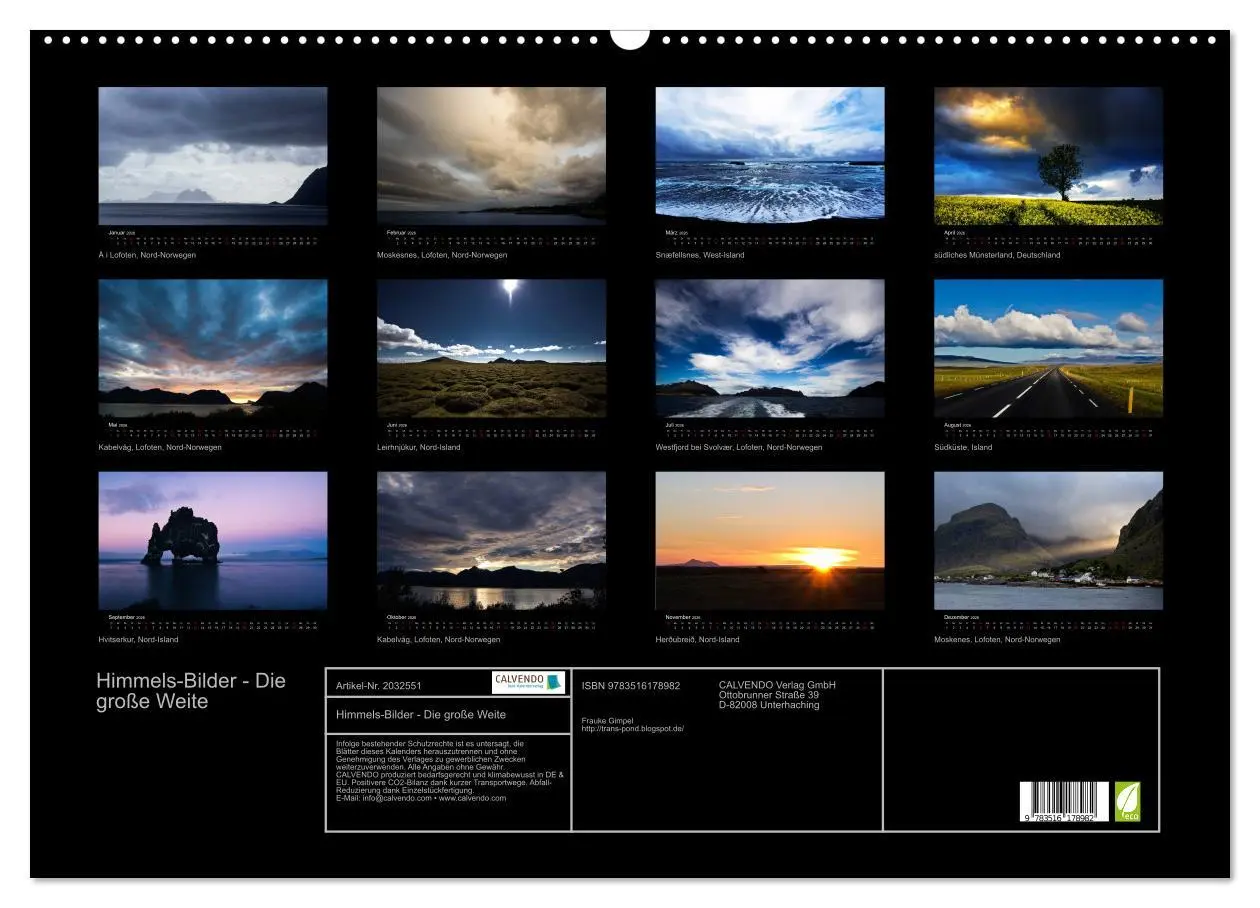 Bild: 9783516178982 | Himmels-Bilder - Die große Weite (Wandkalender 2026 DIN A2 quer),...
