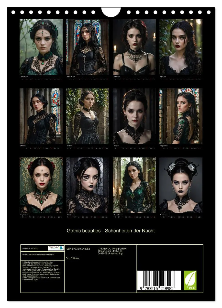 Bild: 9783516248982 | Gothic beauties - Schönheiten der Nacht (Wandkalender 2026 DIN A4...