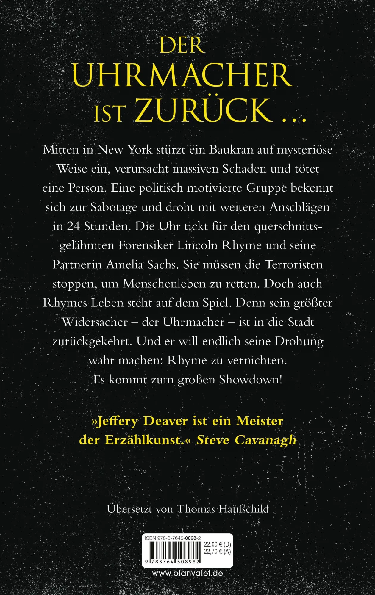 Bild: 9783764508982 | Die Rache des Uhrmachers | Ein Lincoln-Rhyme-Thriller | Jeffery Deaver