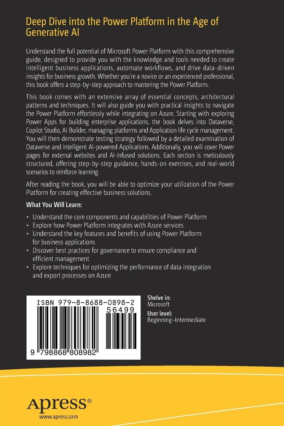 Rückseite: 9798868808982 | Deep Dive into the Power Platform in the Age of Generative AI | Buch