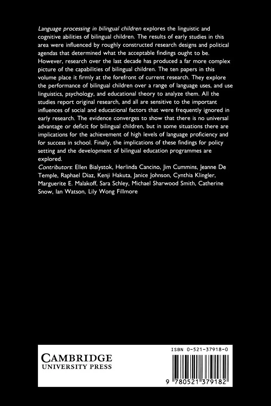 Rückseite: 9780521379182 | Language Processing in Bilingual Children | Ellen Bialystok (u. a.)