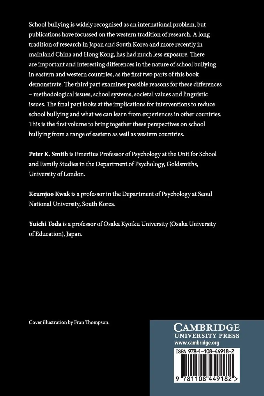 Rückseite: 9781108449182 | School Bullying in Different Cultures | Peter K. Smith (u. a.) | Buch