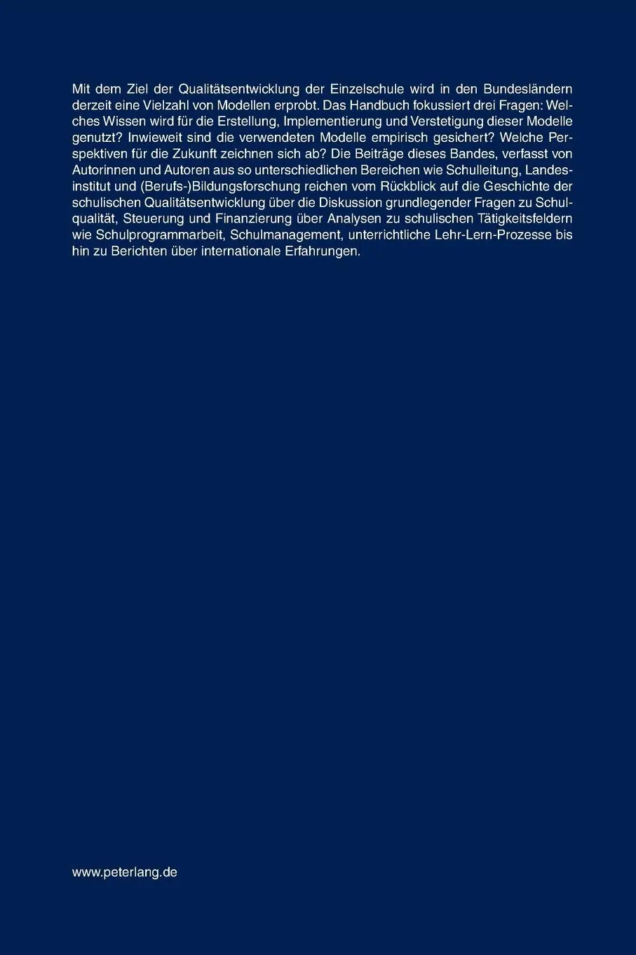 Rückseite: 9783631589182 | Qualität von Schule | Ein kritisches Handbuch | Buer (u. a.) | Buch