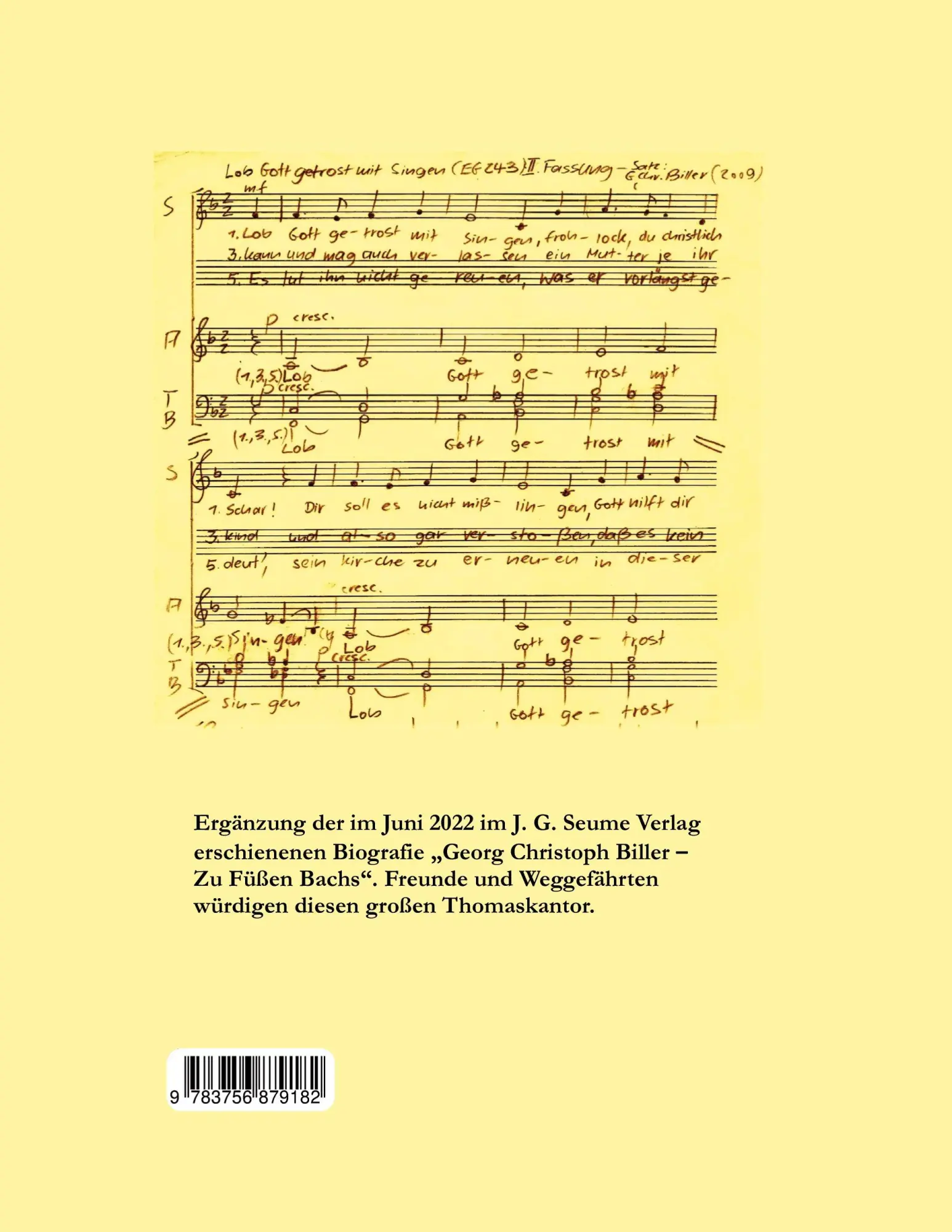Rückseite: 9783756879182 | Thomaskantor Georg Christoph Biller | Erinnerungen und Reflexionen