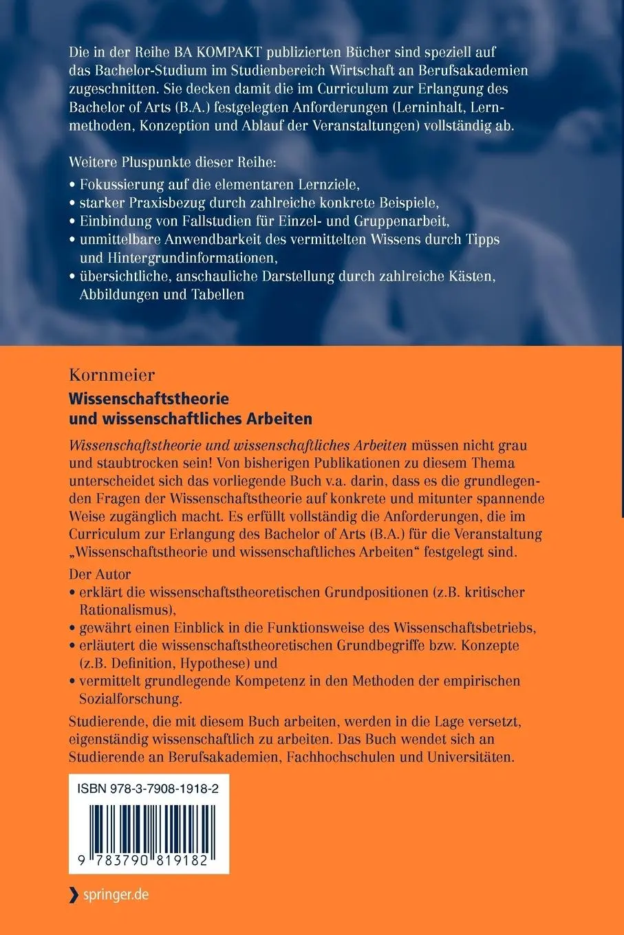 Rückseite: 9783790819182 | Wissenschaftstheorie und wissenschaftliches Arbeiten | Kornmeier