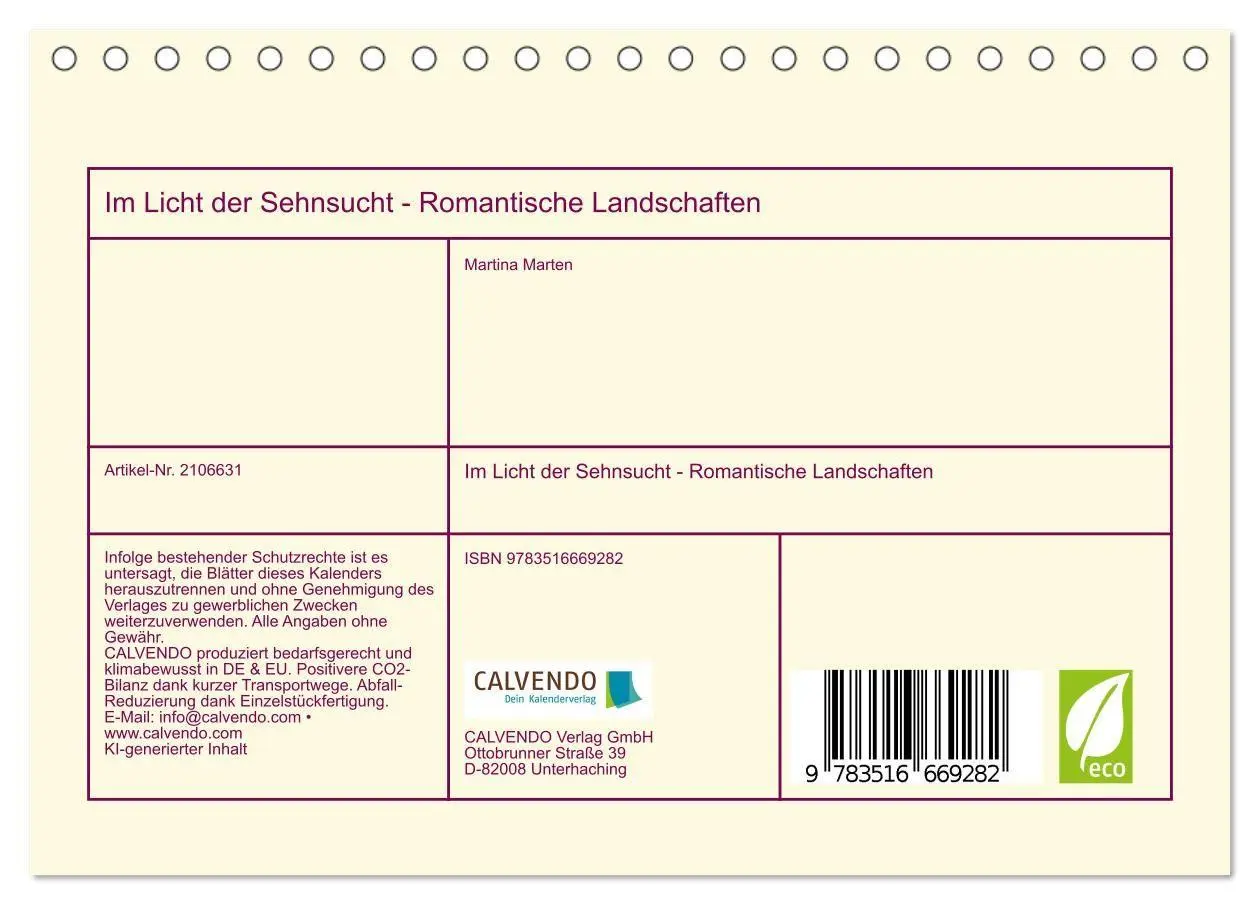 Bild: 9783516669282 | Im Licht der Sehnsucht - Romantische Landschaften (Tischkalender...