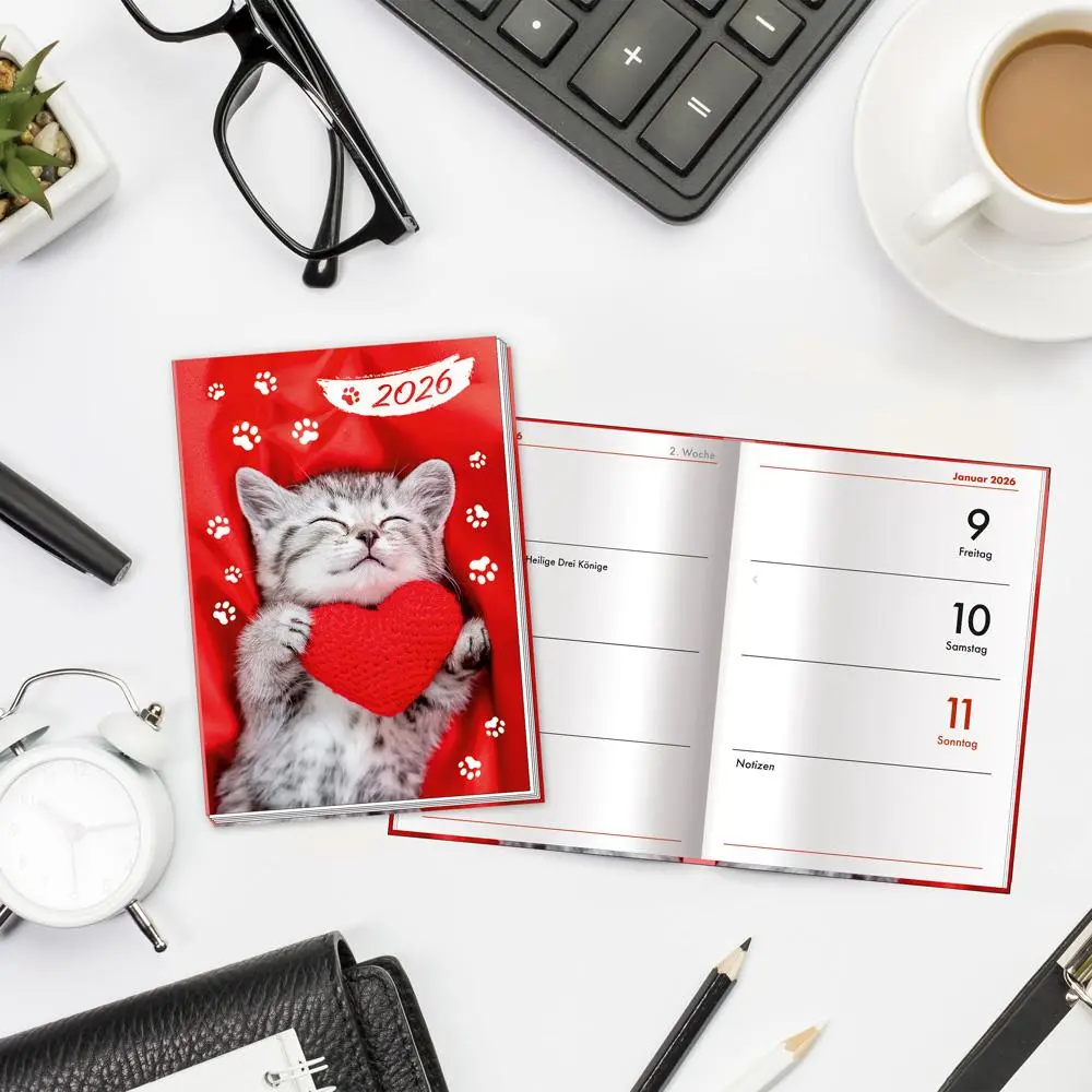 Bild: 4251901509482 | Trötsch Taschenkalender A7 Katze 2026 | Mini-Terminkalender | KG